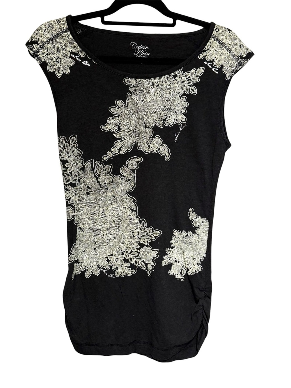 Calvin Klein Soft Grunge Ruched Floral Tank Tunic Y2K Small